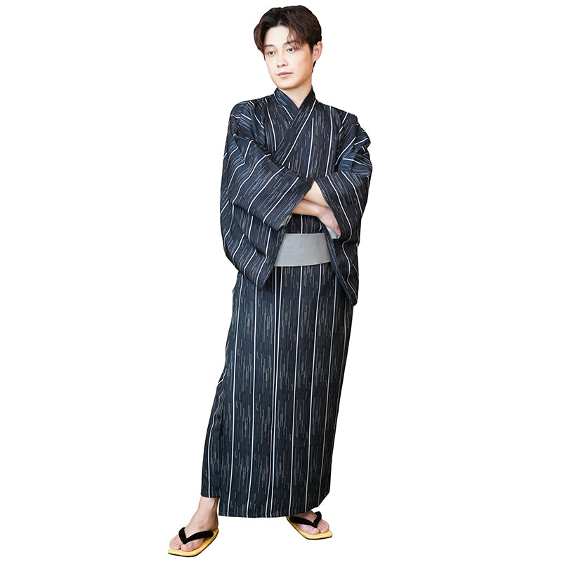 Men’s Black Striped Kimono
